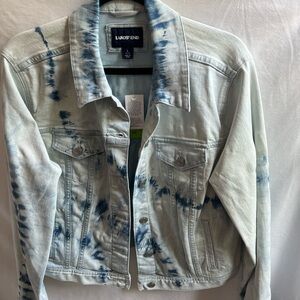 New Lands' End Women's Blue Tie-Dye Denim Jacket
